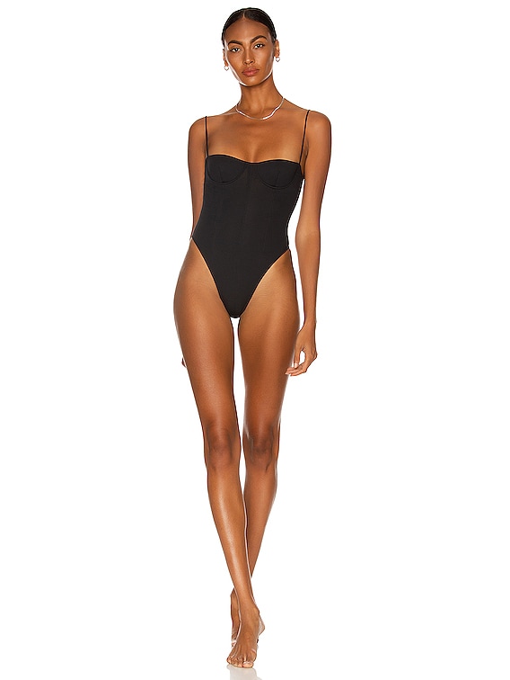 Diletta Black Swimsuit -V Neck Underwire Luxury Swimsuit