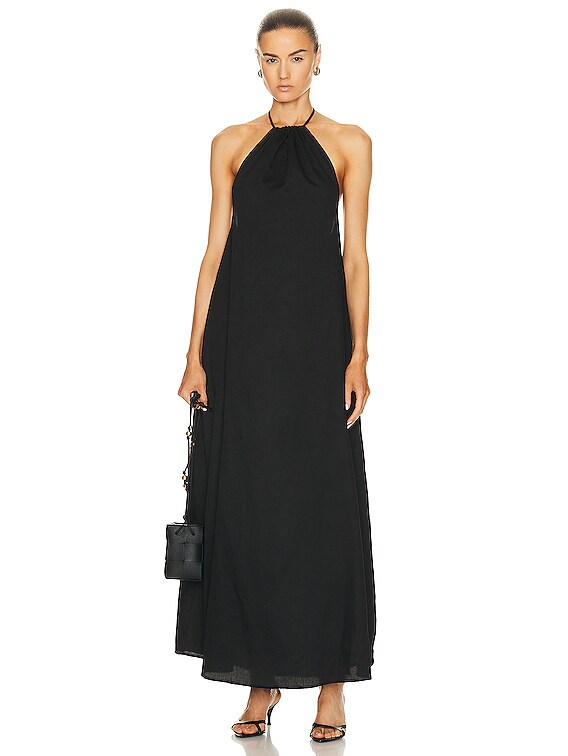 LESET Yoko Halter Maxi Dress in Black | FWRD