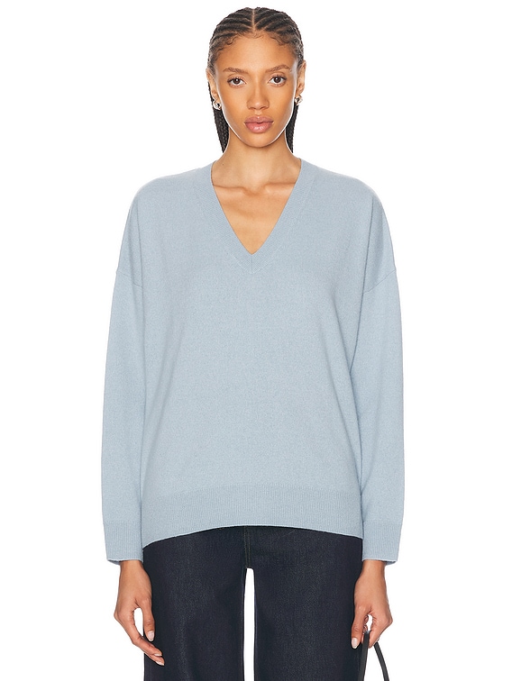LESET Zoe V Neck Sweater in Azure | FWRD