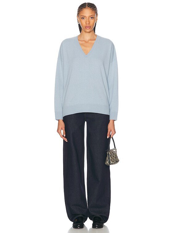 LESET Zoe V Neck Sweater in Azure | FWRD