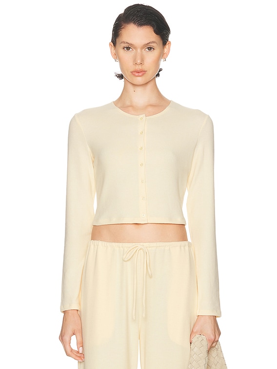 LESET Lauren Crop Cardigan in Vanilla | FWRD