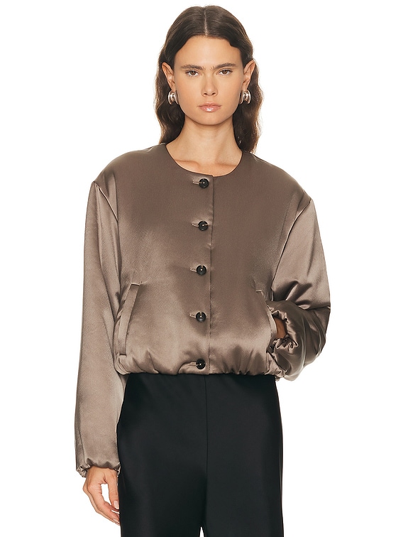 LESET Barb Bomber Jacket in Taupe | FWRD