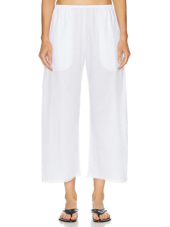 LESET Yoko Lace Crop Pant in White | FWRD