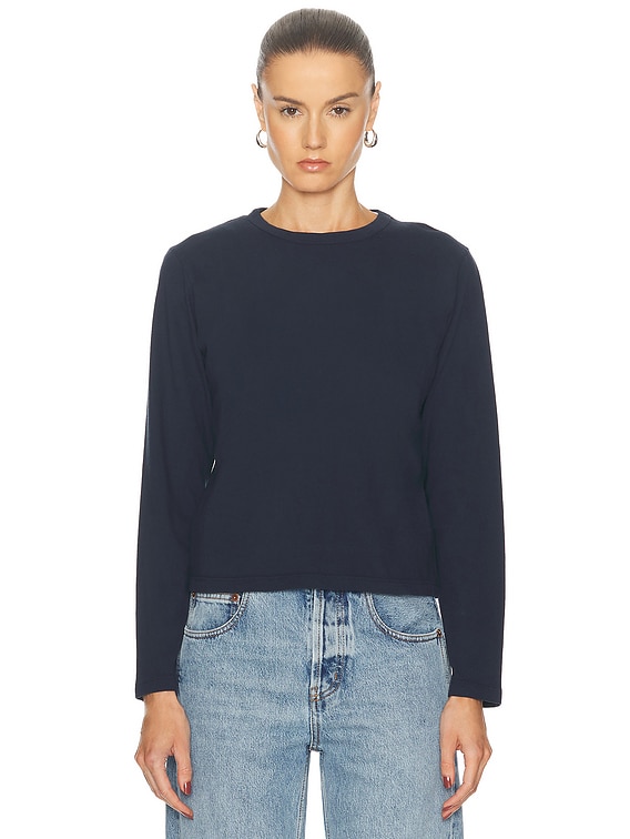 LESET Margo Long Sleeve Tee in Midnight | FWRD