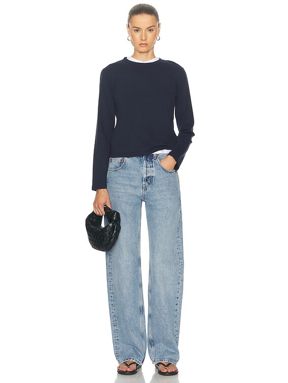 LESET Margo Long Sleeve Tee in Midnight | FWRD