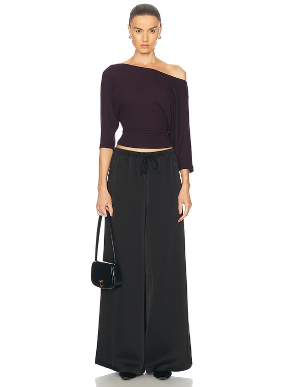 LESET Lauren Off Shoulder Top in Dark Berry | FWRD