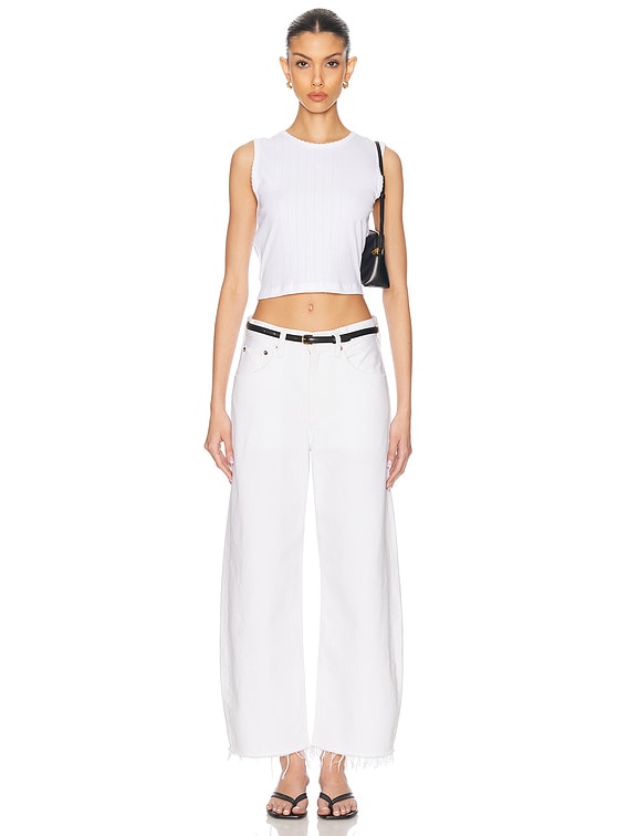 Pointelle Sleeveless Crewneck Top