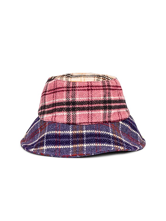 Lele Sadoughi Patchwork Flannel Bucket Hat in Multi Plaid | FWRD display picture 2