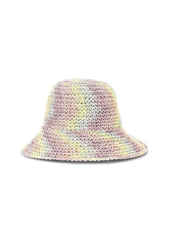 Lele Sadoughi Raffia Rainbow Bucket Hat in Pastel Playa | FWRD display picture 1