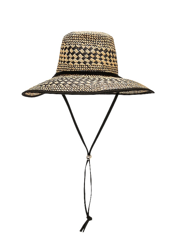Lele Sadoughi Brielle Checkered Straw Hat in Neutral Night  display picture 2