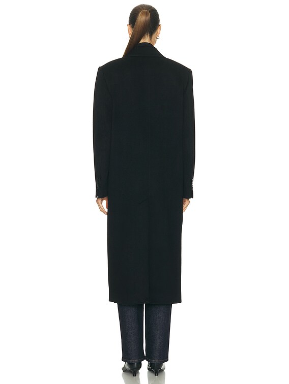 Loulou de Saison X Loro Piana Rosco Double Breasted Coat in Black