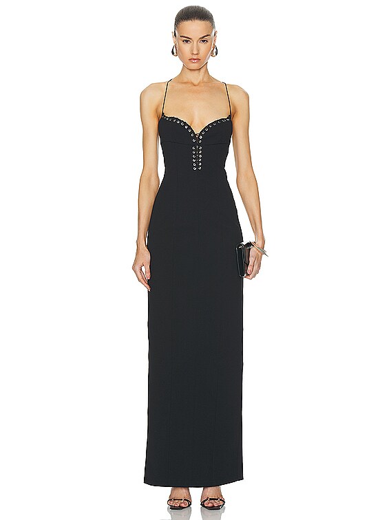 evening dress cleavage Coral Grand Evening Maxi Dress