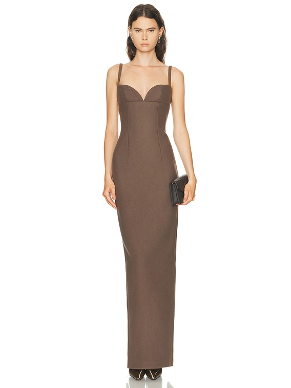 Ludovic de Saint Sernin Isabella Long Dress in Khaki | FWRD
