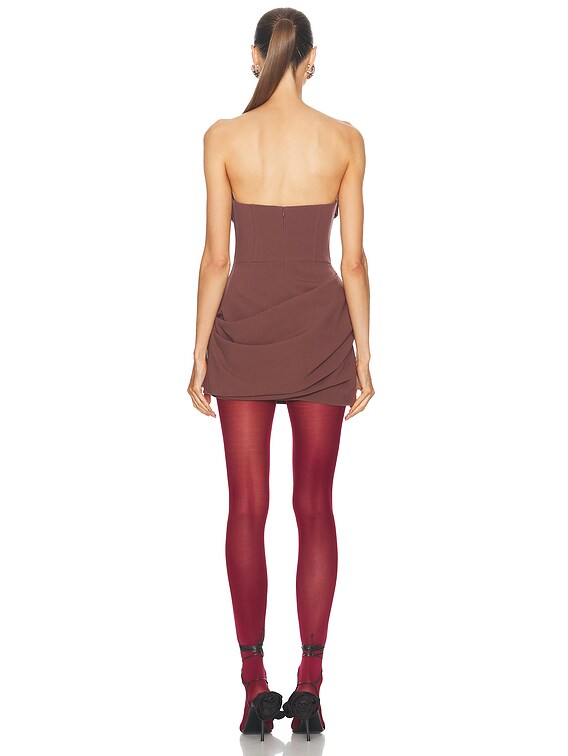 knee length dresses for ladies Mistress Strapless Lace Mini Dress Burgundy