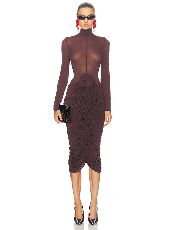 Long Sleeve Sheer Midi Dress