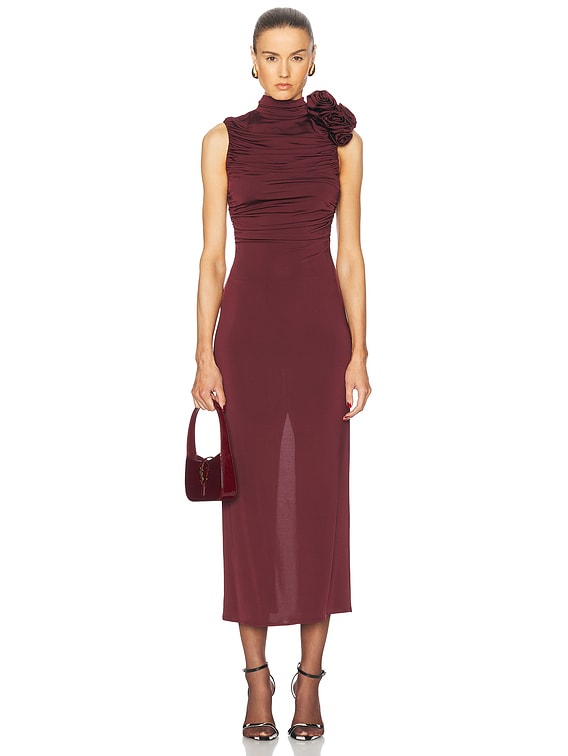 Magda Butrym Sleeveless Midi Dress in Bordeaux | FWRD