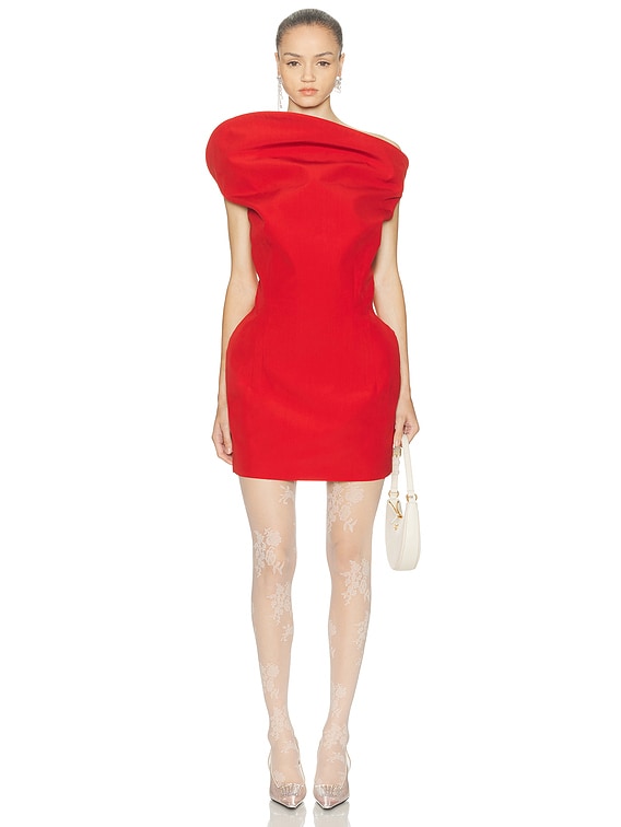 Magda Butrym Sculptural Mini Dress in Red | FWRD
