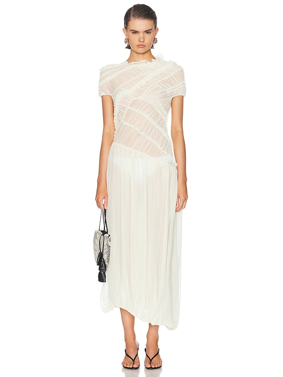 Magda Butrym Sheer Asymmetrical Dress in Cream