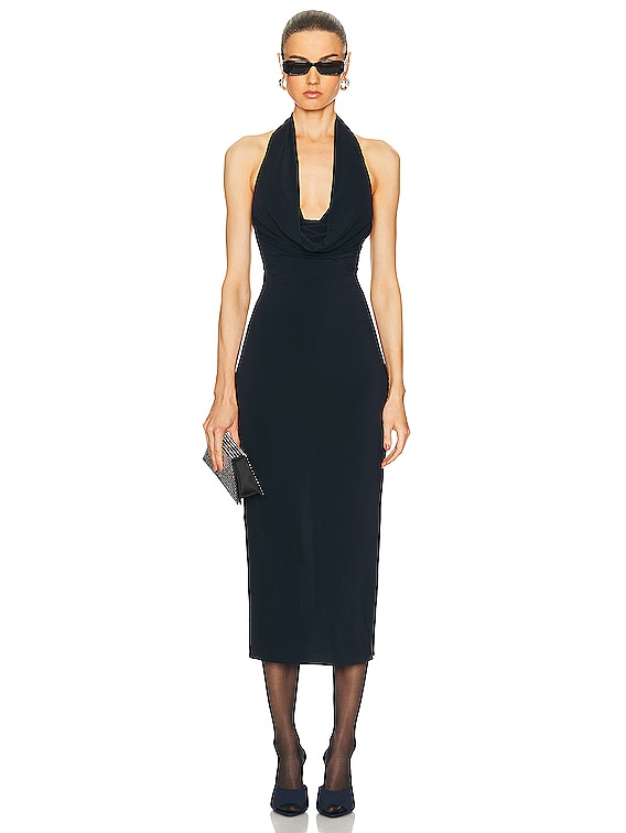 Magda Butrym Halter Neck Midi Dress in Navy | FWRD
