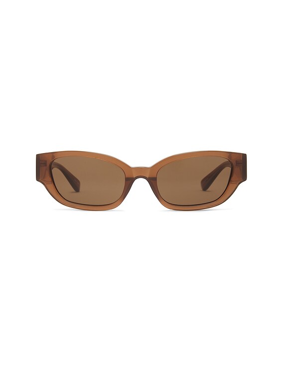 Magda Butrym Cat Eye Sunglasses in Brown, Silver, & Brown | FWRD display picture 1
