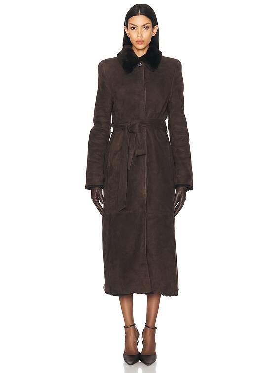 Magda Butrym Shearling Leather Jacket in Brown | FWRD