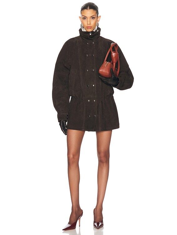 Magda Butrym Cinched Waist Suede Jacket in Brown | FWRD