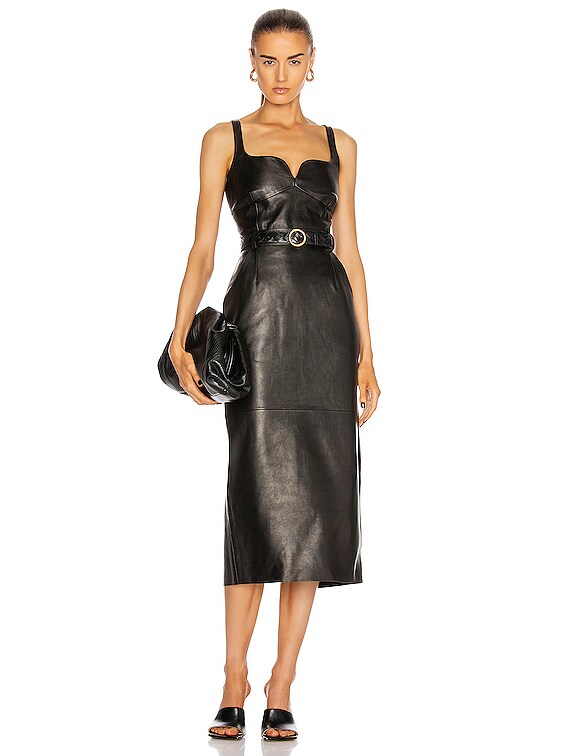 Magda Butrym Leather Midi Skirt in Black | FWRD