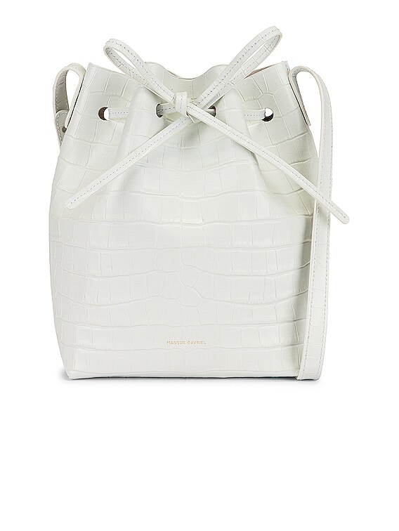 Mansur Gavriel Mini Bucket Bag In Black Croc Embossed Leather