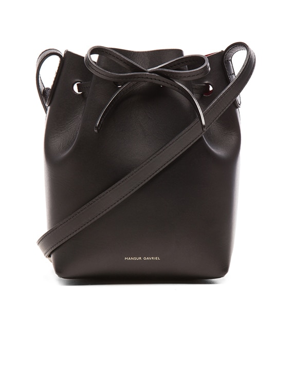 Mansur Gavriel Mini Mini Bucket Bag in Black & Flamma | FWRD