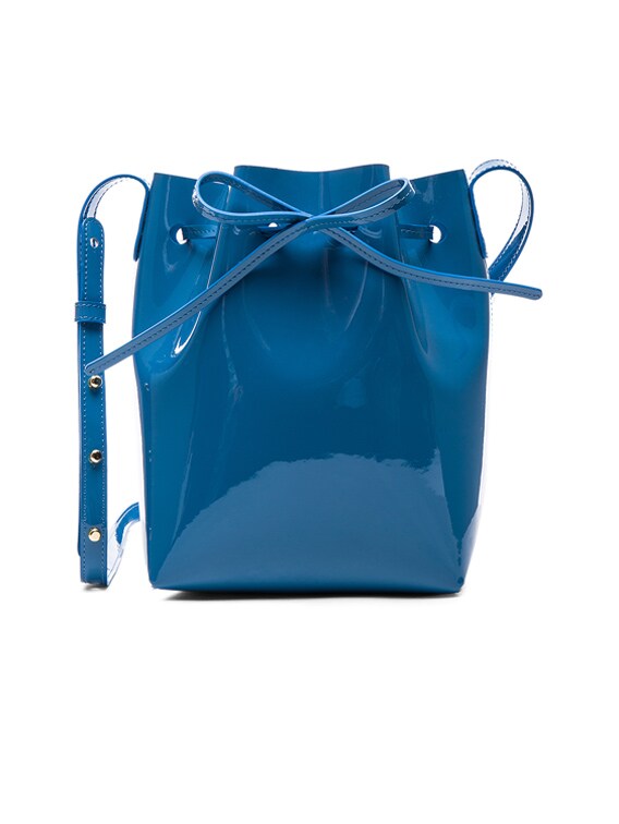 Mansur Gavriel Mini Bucket Bag in Sea Blue Patent FWRD