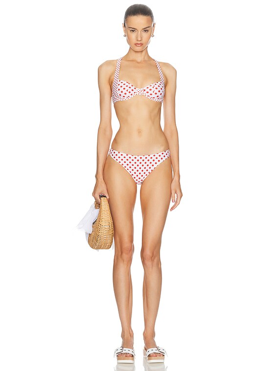 Miaou Luz Bikini Bottom in White Polka Dot | FWRD
