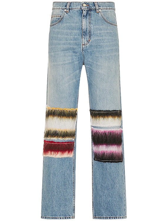 Marni Five-Pocket Patchwork Jeans in Iris Blue