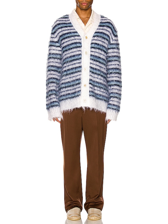Marni Striped Mohair Cardigan in Lily White | FWRD Marni Striped Mohair Cardigan in Lily White | FWRD