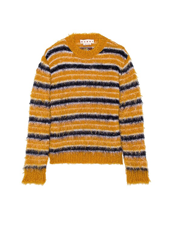 Marni Roundneck Pullover Striped Sweater in Sunflower | FWRD