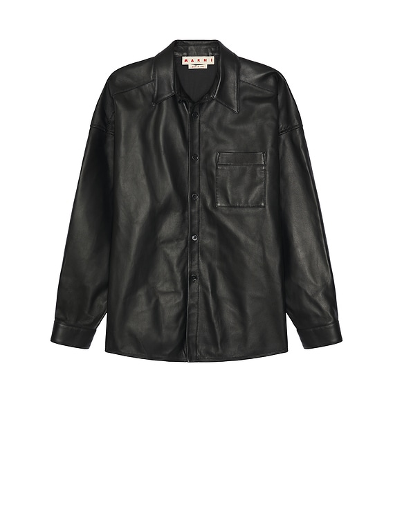 Marni Leather Shirt in Black | FWRD