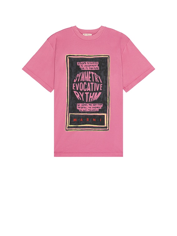 ★MARNI★ Slogan Print Short Sleeve T-Shirt Cassis HUMU0284X Marni T-Shirt in Cassis | FWRD