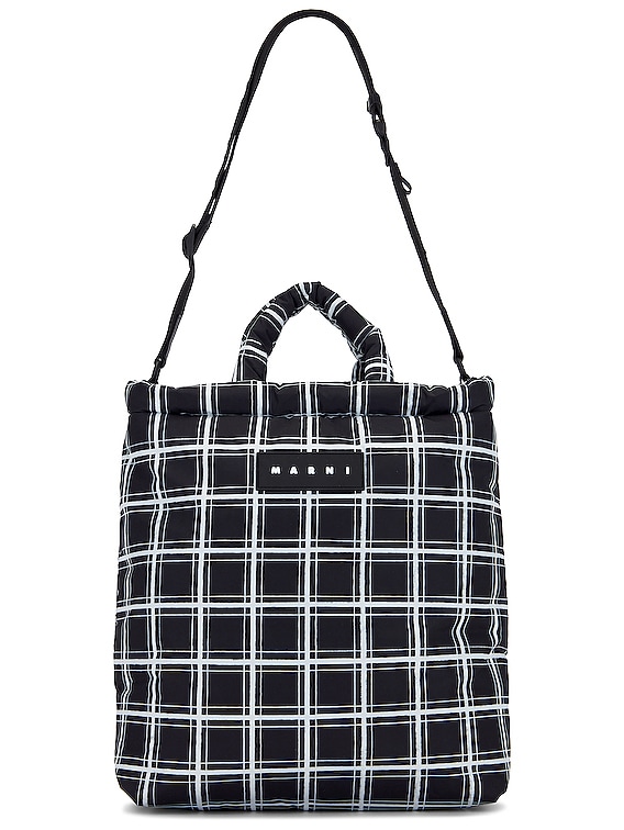 Marni Tote Ns Nylon Check in Black | FWRD
