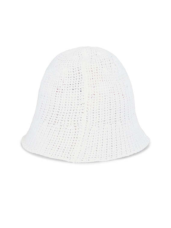 ■MARNI■ Embroidered Logo Crochet Bucket Hat Lily White CLM Marni Logo Crochet Bucket Hat in Lily White | FWRD
