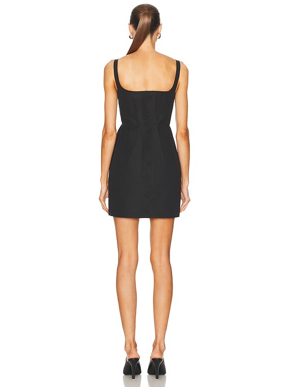 square neck mini black dress Black Square Neck Pleated Flare Mini Dress Large