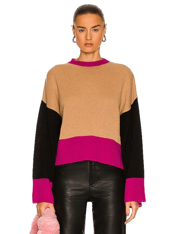  Caramel crew-neck sweater with logo