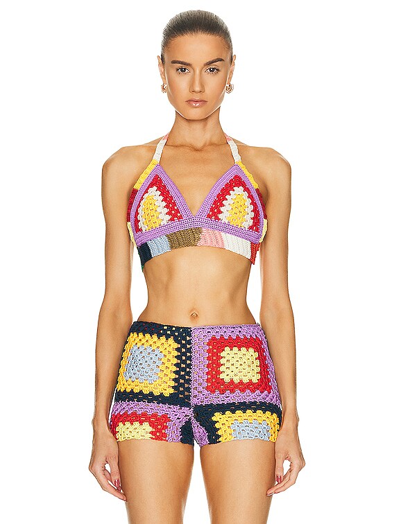 Marni x No Vacancy Inn Crochet Halter Bra Top in Multicolor