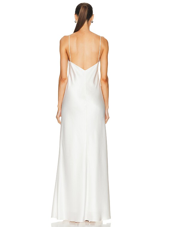 MACH & MACH Lotus Blossom Silk Maxi Dress in White | FWRD