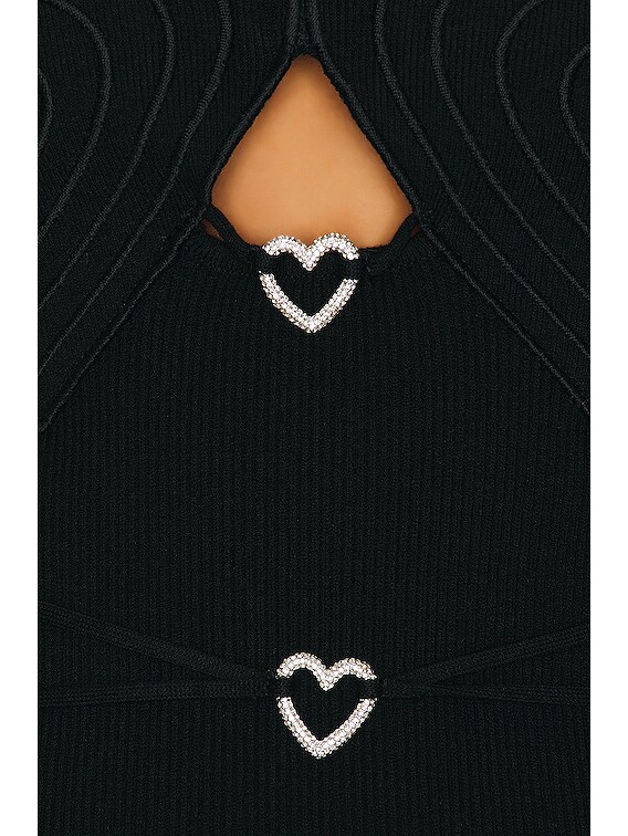 MACH & MACH Heart Accented Rib Knit Dress in Black | FWRD