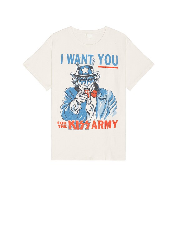 Madeworn Kiss Army T-Shirt in Vintage White | FWRD