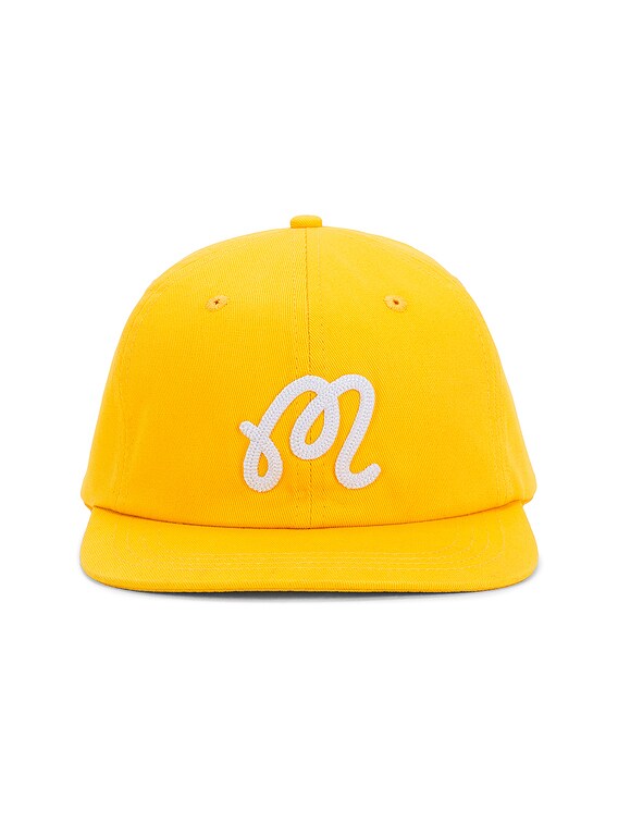 Malbon Golf M Script Chainstitch Painters Hat キャップ 帽子 Malbon Golf M Script Chainstitch Painters Hat in Gold | FWRD