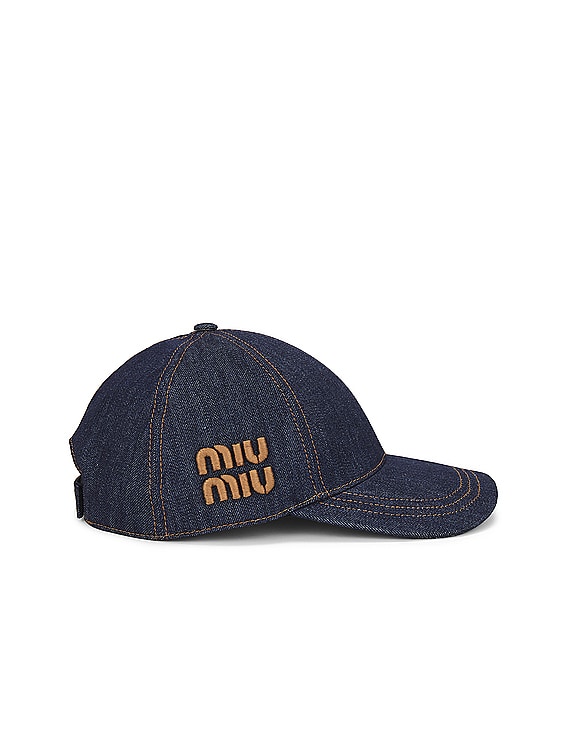 Miu Miu Denim Cap in Blue & Tobacco | FWRD