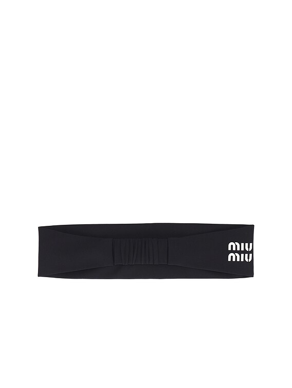 miumiu シェブロンウールヘッドバンド Miu Miu MIU Crystal Hairband Headband Satin Women's Black