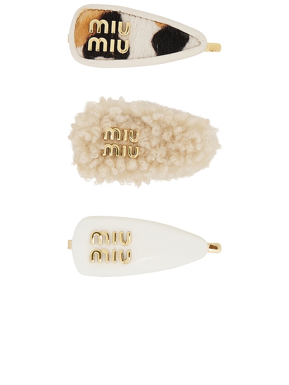 Miu Miu Variety Hair Clip Set in White | FWRD display picture 2