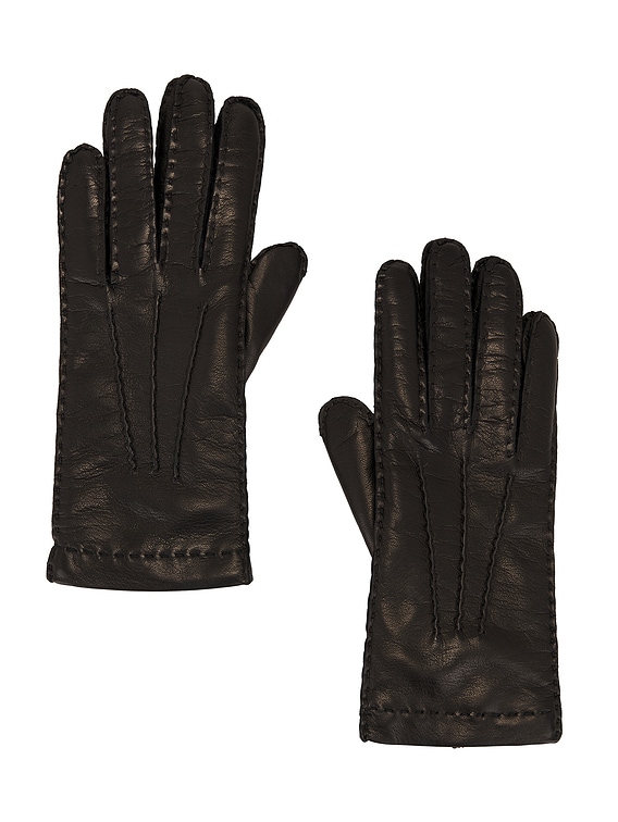 手袋 MIUMIU BLACK NAPPA LEATHER GLOVES Miu Miu Nappa Short Gloves in Nero | FWRD