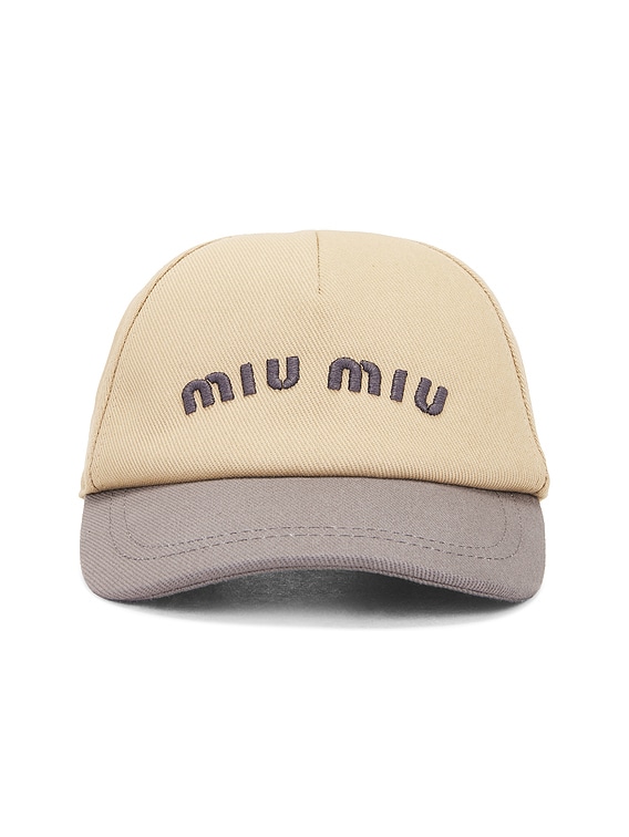 miu miu キャップ25aw Miu Miu Baseball Hat in Sabbi & Marmo | FWRD